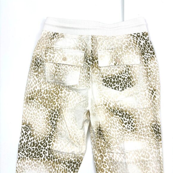 Cato Pull On Drawstring Joggers Women's size S White Tan Leopard Print Jeans - Picture 4 of 4